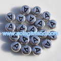 Silver Metallic Single Alphabet Letter Coin Round Beads 4X7MM