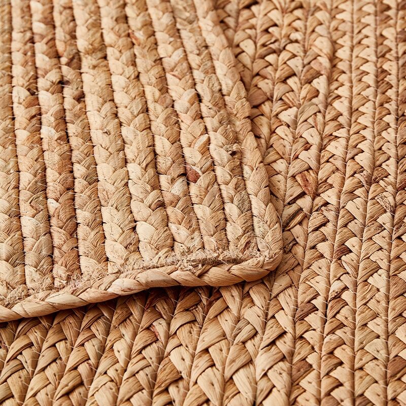 Living Room Bedroom Natural Fiber Water Hyacinth Braided Straw Rug Carpet Floor Mats