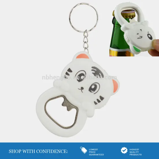cute cat led key ring light opener key chains