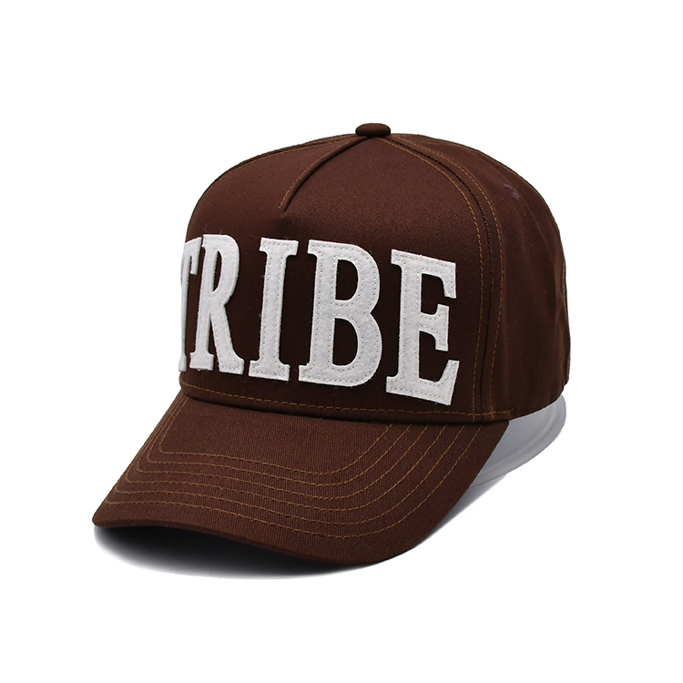 5 Panel Brown Applique Embroidered Baseball Cap