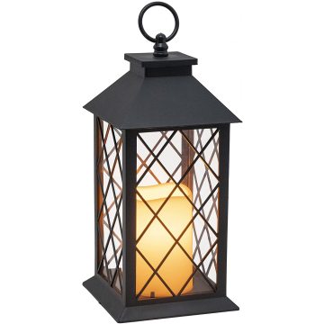 Lantern with LED Flameless Candle and Timer