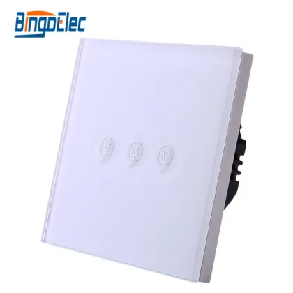 golden glass panel 3gang wifi controlled light switch,remote control wall switch