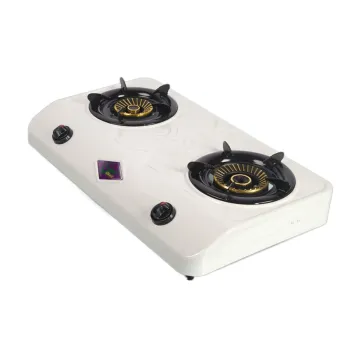 Home Desktop Powder Coating Infrared 2 Burner Gas Stove White Easy To Clean Gas Cooktops