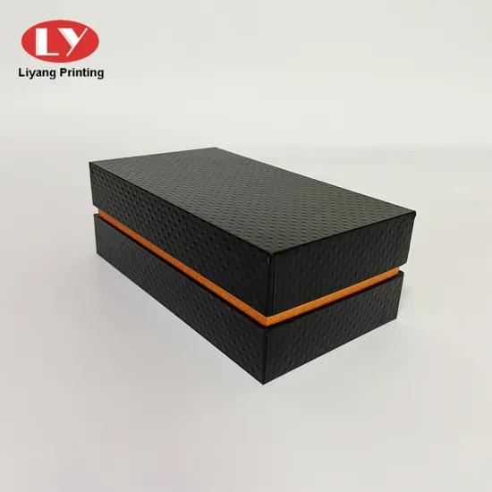 Luxury Leatherette Cardboard Bottle Packaging Black Gift Box