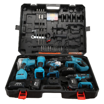 5-Piece Set: Comprehensive Cordless Power Tool Kit Including Drill, Impact Driver, Angle Grinder, Wrench, and Circular Saw