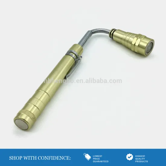 gold aluminum flexible led flashlight with magnet