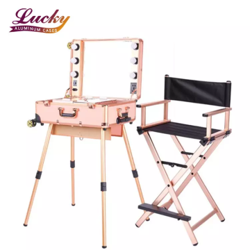 Kes solek rolling yang boleh dibongkar dengan lampu LED dan stesen kesombongan