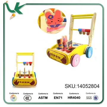 1-2-3 Grow With Me Wooden Baby Walker/Ride-on Toy/Trolley Toddler Wobbler Rabbit Wagon