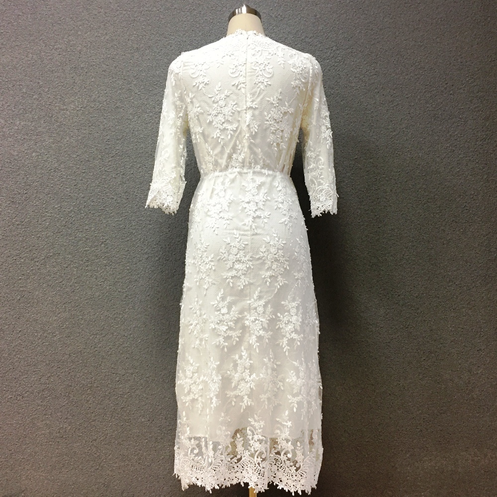Women's cotton white embroidery long dress