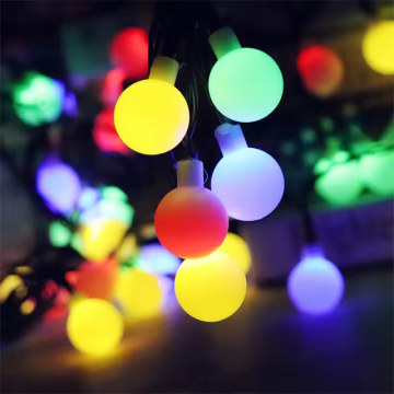 50led Μικρή πλαστική λευκή μπάλα ηλιακή ηλιακή ενέργεια Χριστουγεννιάτικο φωτισμό Φώτα διακόσμησης χορδών