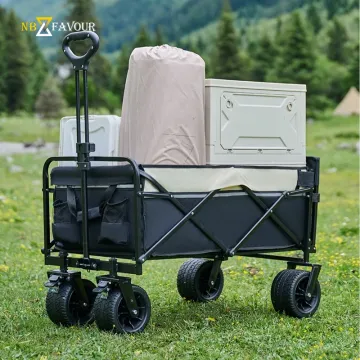 Customized Sturdy Steel Portable Foldable Beach Camping Wagon Trolley Outdoor Cart