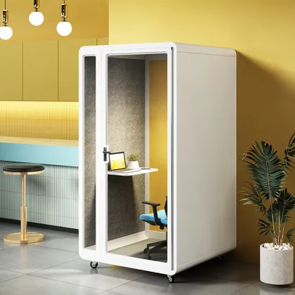 Modular Acoustic Office Pods with Furniture and Seating