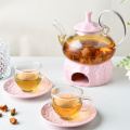 Pink Tea Gift Set Glass Teapot British Tea Set Glass Cup Teapor with Heater and Gift Box