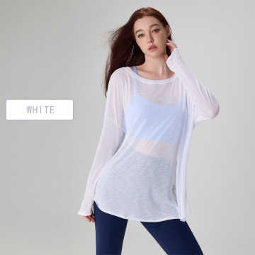 Bamboo Yarn Long Sleeve Smock Yoga Top for Autumn