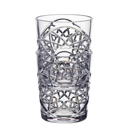 Sunshine Decor Glass - Stackable Unbreakable Plastic Decorative Embossed Glass