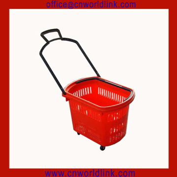 45L Plastic Wheeled Supermarket Shopping Baskets