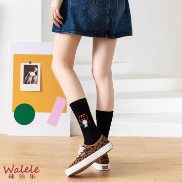 Doraemon Mid-Calf Socks with Animal Embroidery