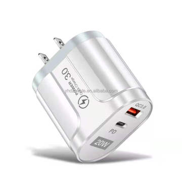 Fast Charge US/EU/UK Travel Charger for Apple 14/15 PD20W+QC3.0