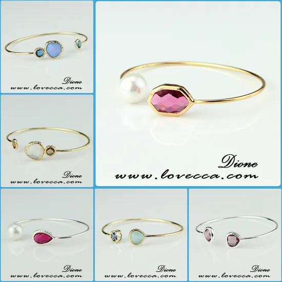 2017 New Natural brass stone bangle Colorful birthstone bracelet