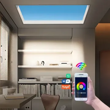 เพดานแผง Tuya อัจฉริยะ: 60x120 60x60 30x120 สกายไลท์ LED แบบภาคปิดภาคเรียนสำหรับแสงสีฟ้าเสมือนจริง