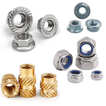 Custom Auto Parts: Thin Plain Nylon Threaded Knurled Hexagon Barrel Brass Stainless Steel Insert Flange Lock Nut