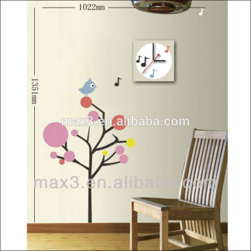 The singing birds Self-adhesive decorative wall clock modern design for kid room