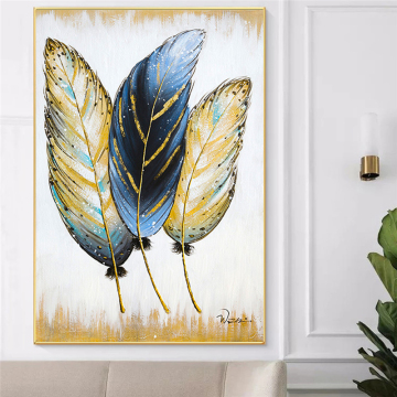 Canvas Painting Abstract Golden feather Art Oil Painting Prints on Canvas Wall Art Picture For Living Room Home Nordic Decor