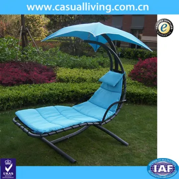 Hanging Chaise Lounger Chair Arc Stand Air Porch Swing Hammock Chair Canopy Teal