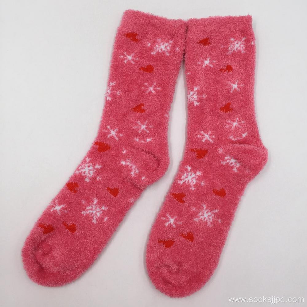 Pink snow winter cosy socks
