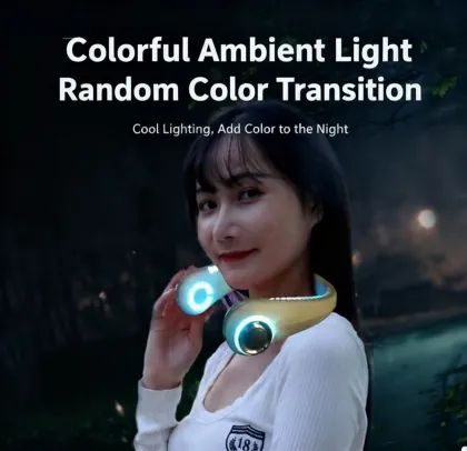 Neck Mounted Cooling Fan Leafless Safe 1 Second Cooling Dual Use for Office Outdoor Cooling Neck Fan