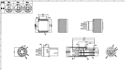 M12 waterproof connector 3-5Pin male and female K-CODE