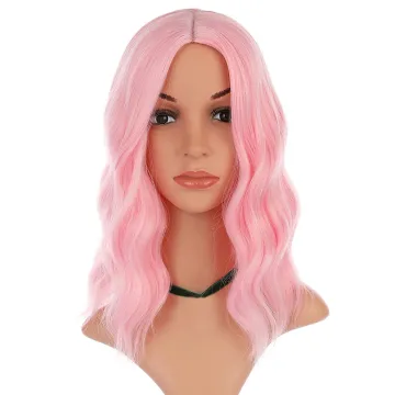 Pastel Wavy Wig Women's Short Bob Light Pink Wig Curly Wavy Shoulder Length Pastel Bob Synthetic Cosplay Wigs for Girl