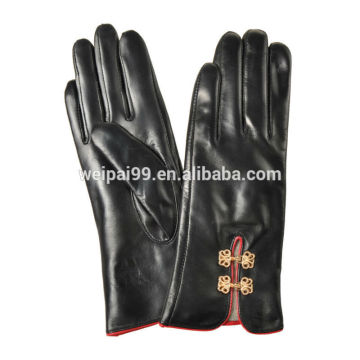 New fashion design china style beautiful chinese knot sheepskin leather gloves for lady