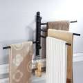 Black Bronze Stainless Steel Movable Towel Bar Folding Rotating Towel Bar with Clothes Hook