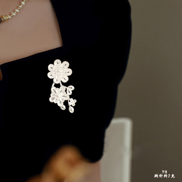 Layered Blossom Filigree Sterling Silver Brooch