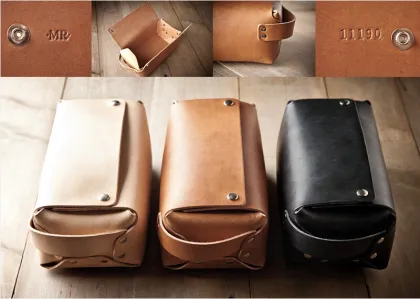 custom vintage vagetable tanned genuine leather tolitery bag for men
