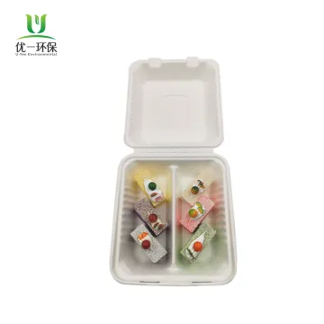 Biodegradable Sugarcane 8inch-2 compartment Burger Container