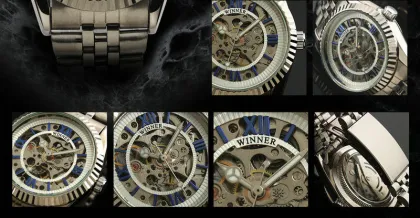 Stainless Steel Automatic Mechanical Watch Skeleton Dial , Men S Watch