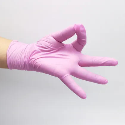 Pink nitrile beauty spa gloves