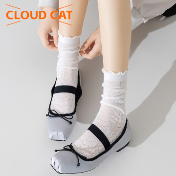 Trendy Ladies' Mesh Stockings with Lace Trim