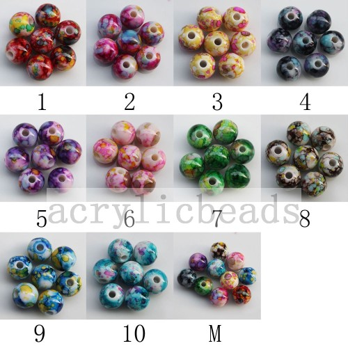 Perles acryliques lâches d&#39;imitation de pâte polymère d&#39;imitation de couleurs unies mélangées