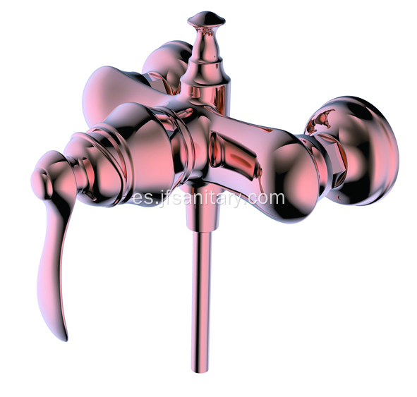 Válvula de ducha multifunción de latón y manija en oro rosa