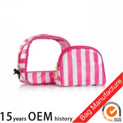 Beauty color vertical stripe cosmetic bags makeup bag