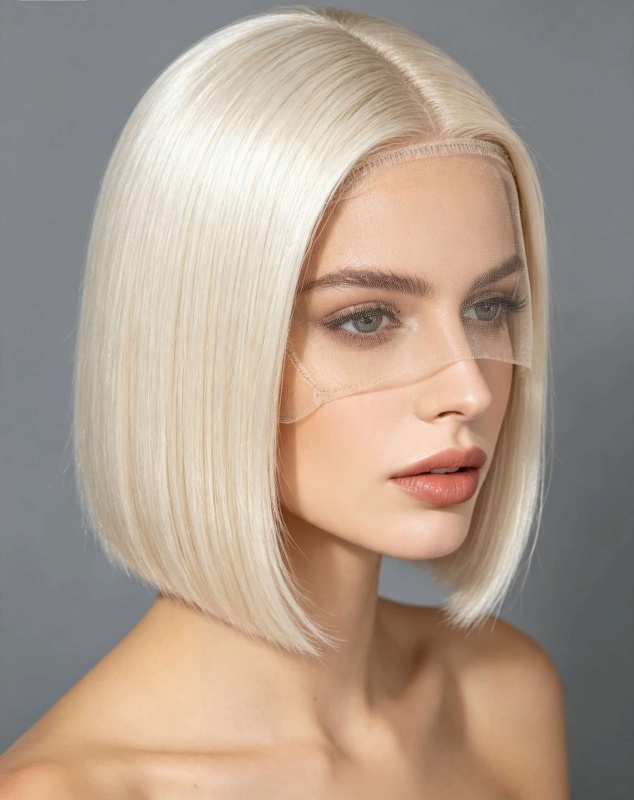 Straight Bob 4x4 Lace Closure 613 Blonde Human Hair Wig,12‑32 Inch