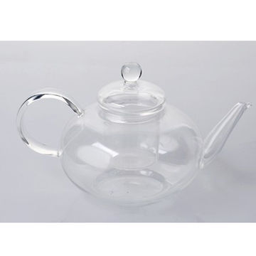 High Boron Silicone/Clear Glass Tea Pot with Glass Handle