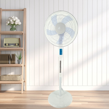 24-Hour Timer Pedestal Fan with LED Light and 5 Blades