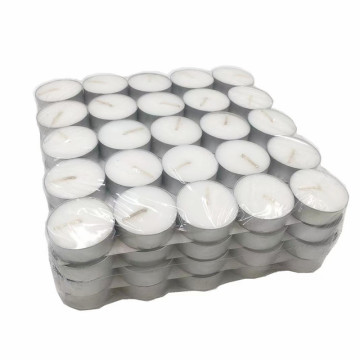 UK market White Tealight Candle in plastic bag