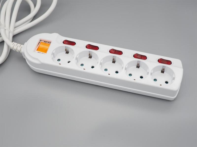 YSS 4/5/6-Outlet German Power Strip with Individual Switches