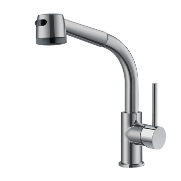 Brass Single Handle Kitchen Faucet With Pull-Out Spray