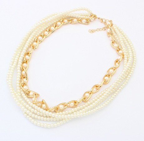 new fashion women's jewelry handmade imitation pearl beads multi layer beaded necklace Lead&nickel free